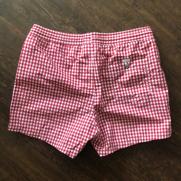 Lacoste 🐊 Swimsuits red and white squares Sz L - Picture 6 of 8